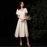 outfit White Evening Dress 2024 New Elegant Host Light Luxury French Registration Socialite Banquet Dress