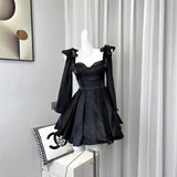 homecoming dresses French Retro Pettiskirt Bow Design Waist-Tight Birthday Short Banquet Dress Sling Dress