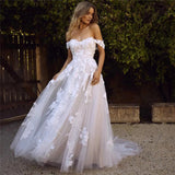 cybergoth dress to impress Wedding Dress 2024 Summer Women Lace Applique Sweetheart off Shoulder Backless Princess Bridal Party off Shoulder Wedding Dress