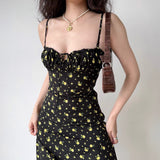 Stetnode Yellow Florals Midi Dress