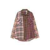 2000s fashion Network Picture Color Matching Long-Sleeved Shirt 2024 Spring Casual Loose Contrast Color Women's Shirt Stitching Hong Kong Style Coat Fashion