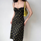 Stetnode Yellow Florals Midi Dress