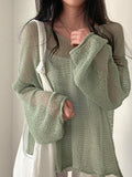 Stetnode Oversized Long Sleeve Crochet Knit Top