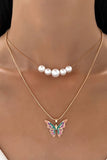 Stetnode Pearl Butterfly Double Layer Necklace