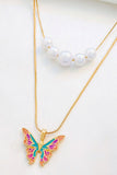 Stetnode Pearl Butterfly Double Layer Necklace