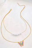 Stetnode Pearl Butterfly Double Layer Necklace