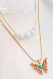 Stetnode Pearl Butterfly Double Layer Necklace