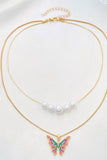 Stetnode Pearl Butterfly Double Layer Necklace