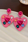 Stetnode Pink Colorful Rhinestone Earrings