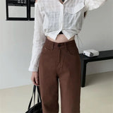 Stetnode Summer Women Brown Jeans High Waist Loose Straight Wide Leg Denim Female Y2k Casual Streetwear Vintage Baggy Trouser