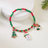 Stetnode Merry Christmas Multicolor Rice Beads Bracelet for Women Snowman Santa Claus Crutch Wreath Pendant Bracelets New Year Jewelry