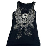 Stetnode Japanese Emo Lace Backless Crop Top 2000s Skull Wing Print Tank Tops Cyber Grunge Y2K Graphic Sleeveless Vest Women Clothes