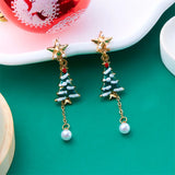 Stetnode New Crystal Christmas Tree Tassel Earrings for Women Trendy Rhinestone Snowflake Bow Round Drop Earring Girls Christmas Jewelry