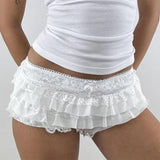 Stetnode Y2k Cutest Ruffles Mesh Layers Bloomers Frilly Pants Fairy Tiered Lace Micro Shorts Bow Waistband Booty Shorts Women Streetwear