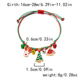 Stetnode Fashion Simple Handwoven Braided Christmas Bracelets for Women Enamel Metal Xmas Tree Santa Claus Adjustable Bracelet Jewelry