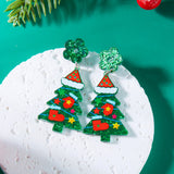 Stetnode Classic Green Christmas Tree Acrylic Printed Earrings for Women Cartoon Pattern Red Star Gloves Drop Earring Xmas Jewelry Gifts