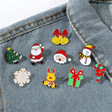 Stetnode Cute Cartoon Christmas Series Brooches for Women Girls Metal Enamel Elk Santa Claus Snowman Pin Backpack Badge Jewelry Xmas Gift