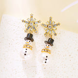 Stetnode Cute Christmas Snowman Drop Earrings for Women Fashion Shiny Crystal Snowflake Earring Girls New Year Party Jewelry Holiday Gift