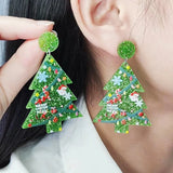 Stetnode New Creative Cartoon Christmas Earrings for Women Girl Cute Acrylic Snowman Dinosaur Elk Xmas Tree Drop Earring New Year Jewelry