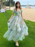 Stetnode  Spring Women Elegant Casual Floral Midi Dress Fashion New A-Line Party Princess Vestidos Female Chic Fairy Vintage Robe Mujers