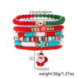 Stetnode Christmas Crystal Polymer Clay Beaded Bracelets for Women Handmade Rice Bead Xmas Tree Santa Claus Pendant Bracelet Jewelry Gift