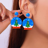 Stetnode Mixed Style Acrylic Christmas Earrings for Women Pattern Christmas Tree Black Cat Santa Claus Drop Earrings Girls Party Jewelry