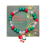 Stetnode Christmas Drip Oil Santa Claus Beaded Bracelets for Women Handmade Crystal Beads Christmas Tree Sock Charm Bracelet Jewelry Gift