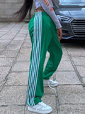 Stetnode Y2k Pants Women Striped Track Pants Elastic Waist Straight Leg Sweatpants Joggers Wide Leg Side Stripes Pants with Pockets