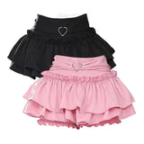 Stetnode Japanese Ruffled Mini Pleated Skirt Cute and Sweet High-waisted A-line Skirt American Retro Fashion Y2k Skirt Women Clothing