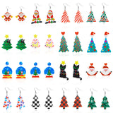 Stetnode Mixed Style Acrylic Christmas Earrings for Women Pattern Christmas Tree Black Cat Santa Claus Drop Earrings Girls Party Jewelry