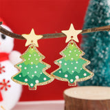 Stetnode New Fashion Acrylic Christmas Tree Earrings for Women Cute Santa Claus Snowflake Gingerbread Man Splicing Wooden Earring Jewelry