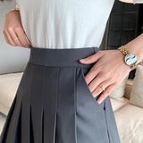 Stetnode Korean Elastic High Waist Pleated Skirt Woman Black Gray Short A-Line Skirts for Women 2024 Summer Jk Uniform Mini Skirt