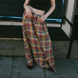 Stetnode Y2k Women Gingham Maxi Skirts A Line Ruffle Plaid Midi Skirt Flowy Long Skirt Losse High Waist Summer Vintage Streetwear