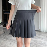 Stetnode Korean Elastic High Waist Pleated Skirt Woman Black Gray Short A-Line Skirts for Women 2024 Summer Jk Uniform Mini Skirt