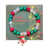 Stetnode Christmas Drip Oil Santa Claus Beaded Bracelets for Women Handmade Crystal Beads Christmas Tree Sock Charm Bracelet Jewelry Gift