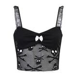 Stetnode Harajuku Grunge Corset Crop Top Lace Trim Sleeveless Tank Top E-girl Gothic Black Emo Alt Clothes y2k Punk Vest Women Streetwear