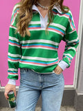 Stetnode Women Baggy Striped Long Sleeve Tee Top Lapel Collared Shirt Y2k Loose Color Block Casual Loose Pullover Fall Streetwear