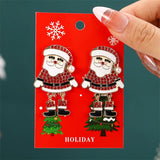 Stetnode New Fashion Plush Christmas Tree Earrings for Women Cute Rhinestone Santa Claus Bells Drop Earring Xmas New Year Holiday Jewelry