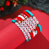 Stetnode Christmas Crystal Polymer Clay Beaded Bracelets for Women Handmade Rice Bead Xmas Tree Santa Claus Pendant Bracelet Jewelry Gift