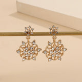 Stetnode Luxury Imitation Pearl Zircon Snowflake Drop Earrings for Women Full Rhinestone Christmas Tree Earrings Girls Party Jewelry Gift