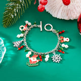 Stetnode Handmade Crystal Pearl Christmas Bracelets for Women Santa Claus Xmas Tree Snowflake Elk Wreath Pendant Bracelet Holiday Jewelry