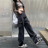 Stetnode Vintage Cargo Baggy Jeans Women Autumn Winter Straight Loose Denim Trousers Woman High Waist Streetwear Pants Female