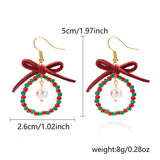 Stetnode Handmade Crystal Beads Bowknot  Drop Earrings for Women Colorful Rice Beaded Christmas Earring Girls New Year Daily Jewelry Gift