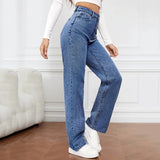 Stetnode Women's High Waist Wide Leg Jeans Autumn Winter Vintage Straight Leg Pants Woman Fashion Wide Leg Denim Trousers Women