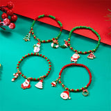 Stetnode Merry Christmas Multicolor Rice Beads Bracelet for Women Snowman Santa Claus Crutch Wreath Pendant Bracelets New Year Jewelry