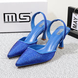 Stetnode Outfits Summer stiletto sandals with pointed rhinestones and 8CM heels