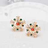 Stetnode Fashion Colorful Snowflake Stud Earrings for Women Charm Rhinestone Snow Flower Earring Girls Christmas Holiday Party Jewelry