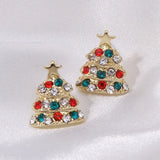 Stetnode Delicate Christmas Bowknot Bell Earrings for Women Sparkling Full Rhinestone Christmas Tree Dangle Earring Girls Holiday Jewelry