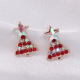 Stetnode Delicate Christmas Bowknot Bell Earrings for Women Sparkling Full Rhinestone Christmas Tree Dangle Earring Girls Holiday Jewelry