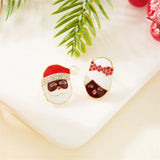 Stetnode New Design Christmas Grandpa Grandma Stud Earrings for Women Cute Asymmetric Deer Santa Claus Earrings Girls New Year Xmas Gift